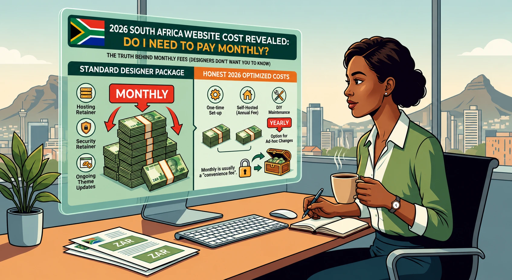 2026 South Africa website cost comparison: do I need to pay monthly for hosting, security, and updates