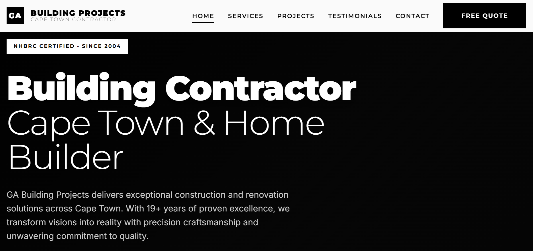 GA Building Projects website