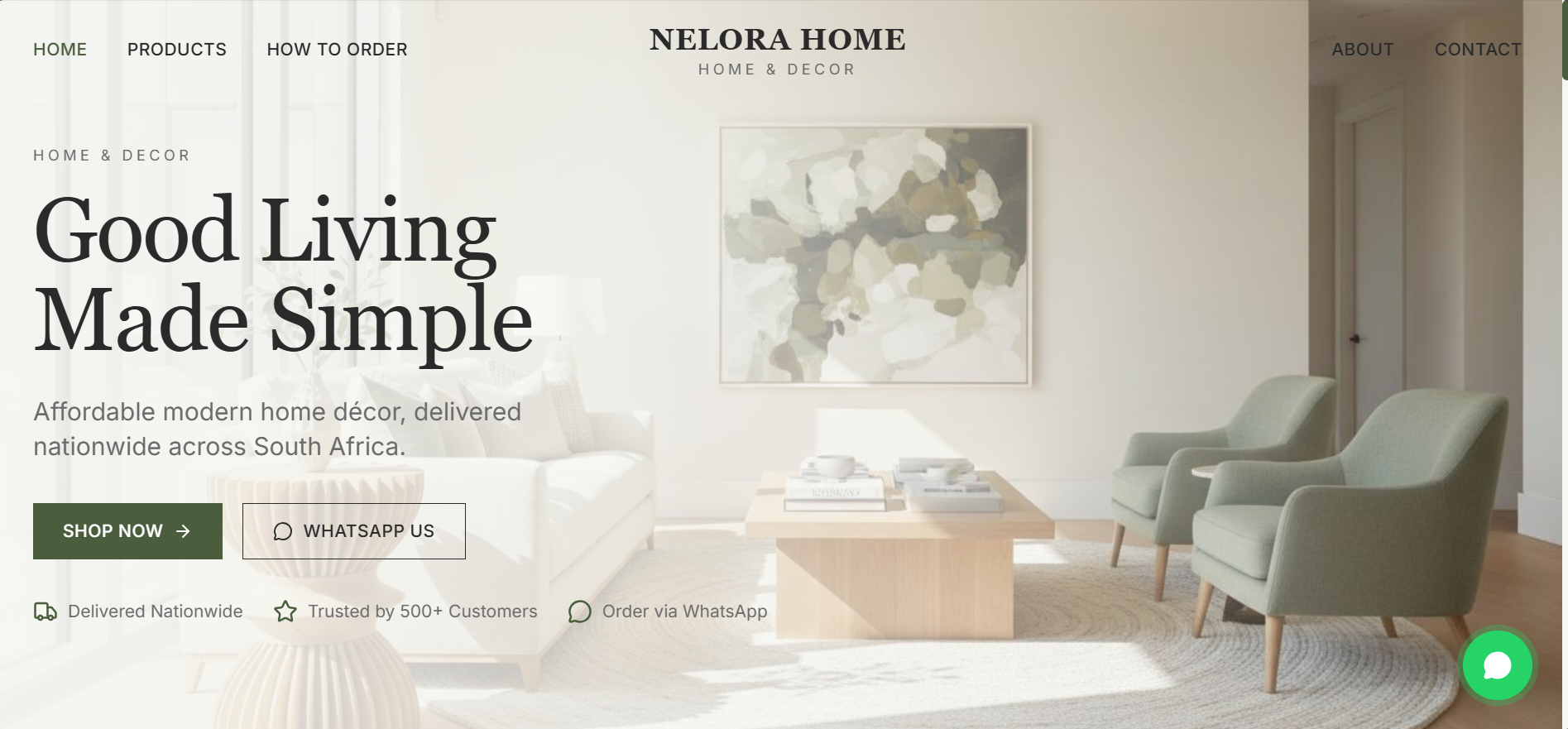 Nelora Home e-commerce South Africa