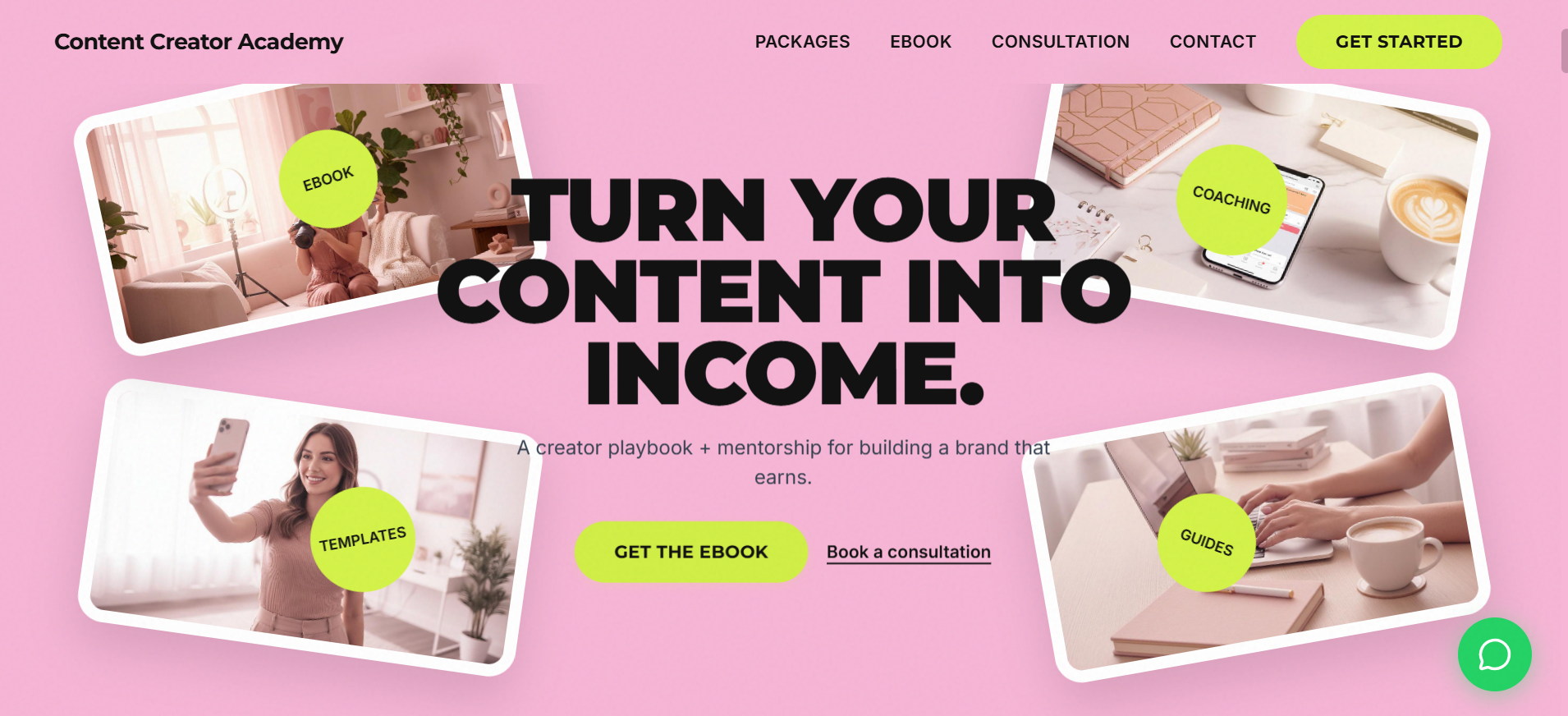 Content Creator Academy website