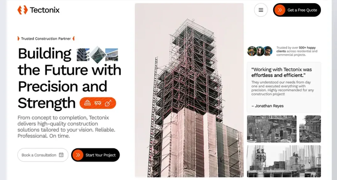 Tender-grade homepage direction for a Johannesburg general contractor
