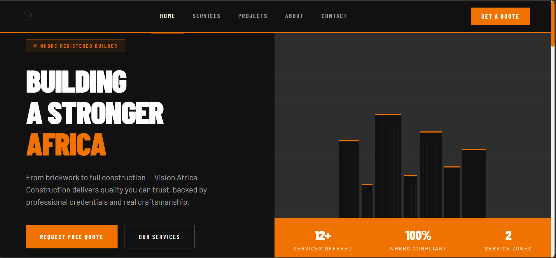 Vision Africa Construction website